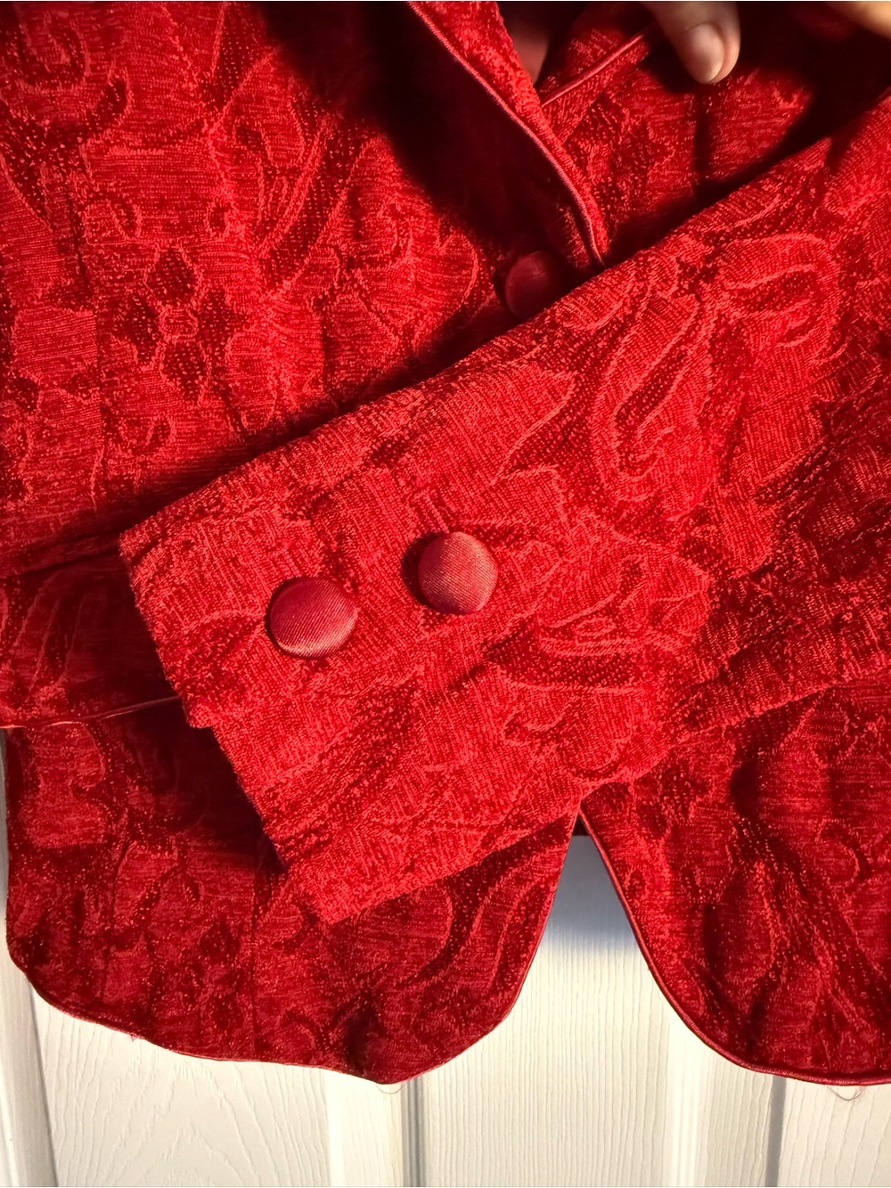 Nine West Red Velvet Tapestry Cropped Blazer - Picture 7 of 8